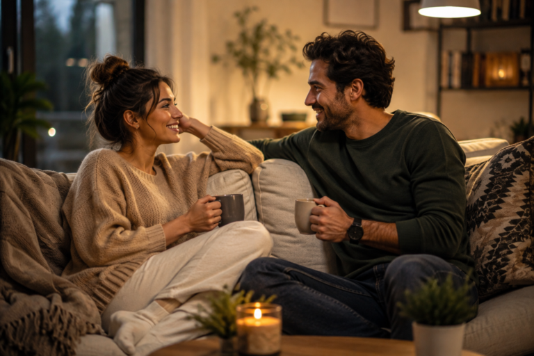 Couple sharing a calm and emotionally connected moment in a healthy relationship